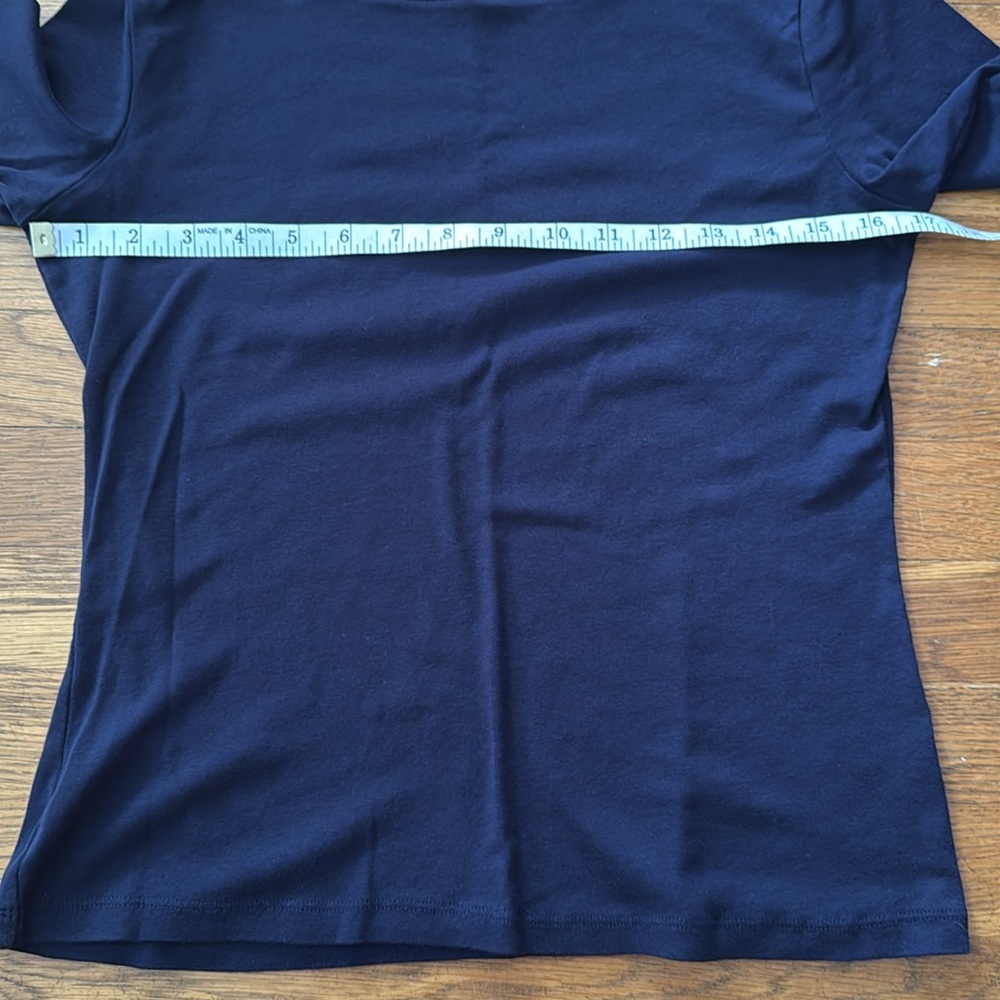 🫐 Talbots petite navy blue boatneck top with 3/4 sleeves. Size S petite. - Picture 4 of 7